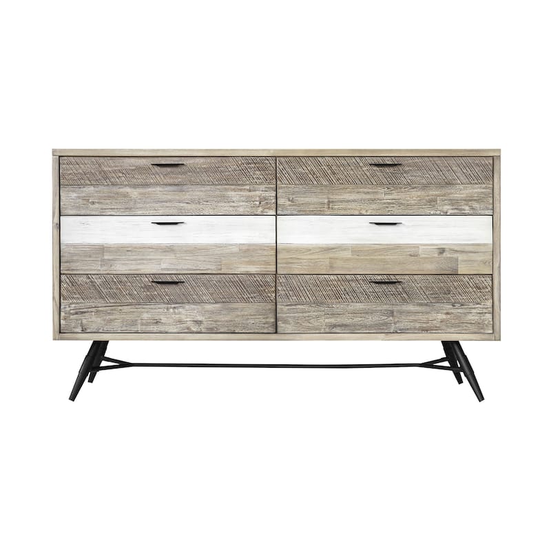 Bridges 6 Drawer Dresser in Two Tone Acacia Wood
