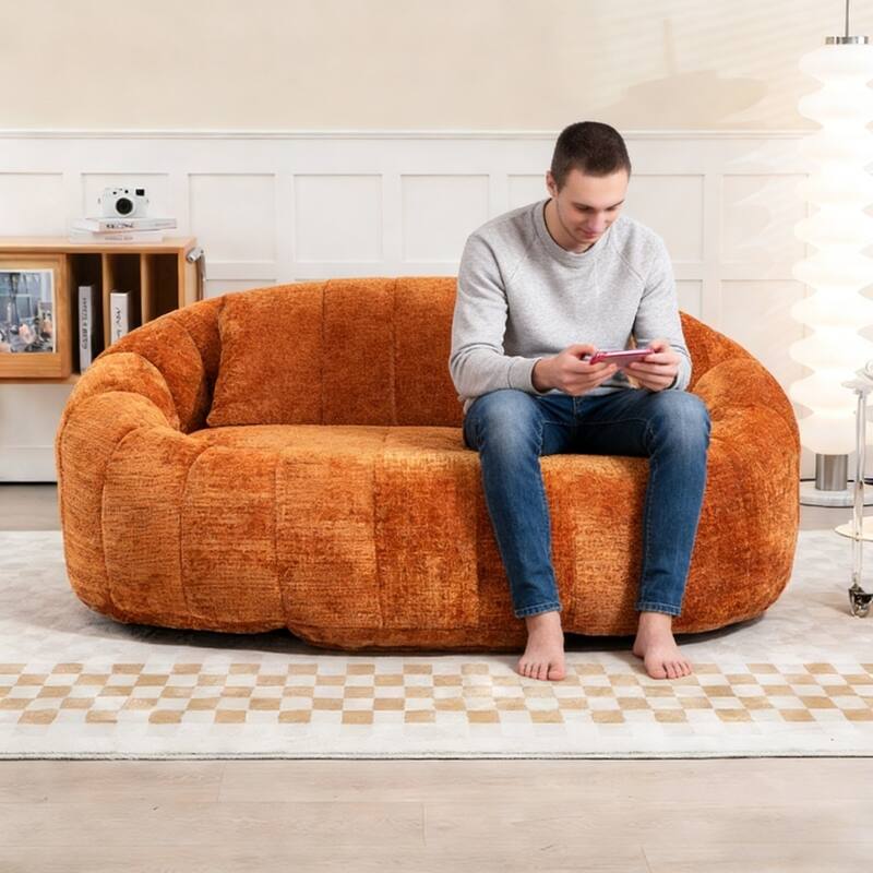 GDFStudio - Laurel Chenille 2-Seater Lazy Sofa with High-Density Foam and Oversized Comfort