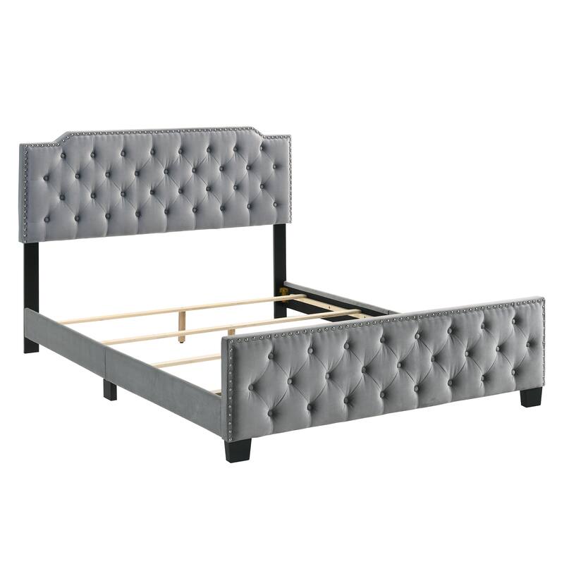 Furniture of America Galavant Modern Tufted Fabric Panel Bed