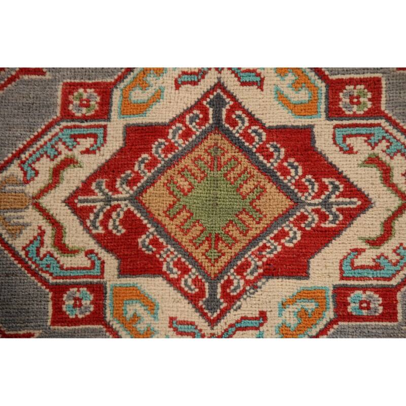 Grey Traditional Kazak Oriental Area Rug Handmade Wool Carpet - 4'0"x 6'0"