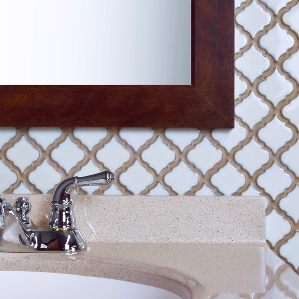 SomerTile Hudson Tangier Silk White 12.38" x 12.5" Porcelain Mosaic Tile. Opens flyout.