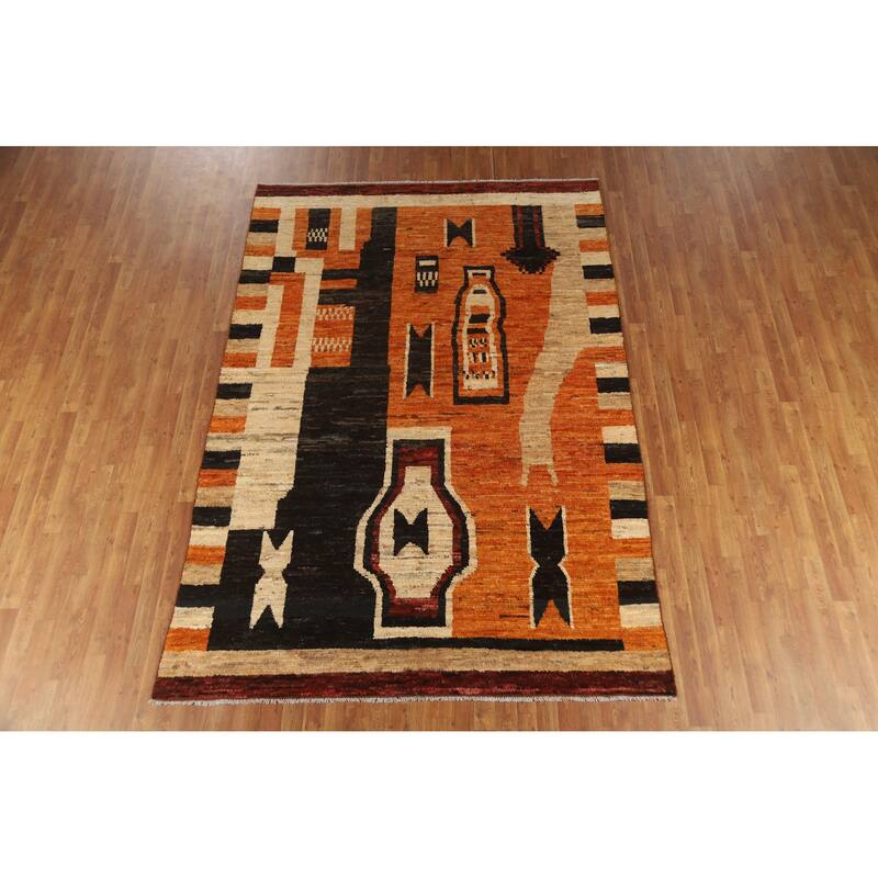 Tribal Geometric Moroccan Oriental Area Rug Handmade Wool Carpet - 6'9" x 9'10"