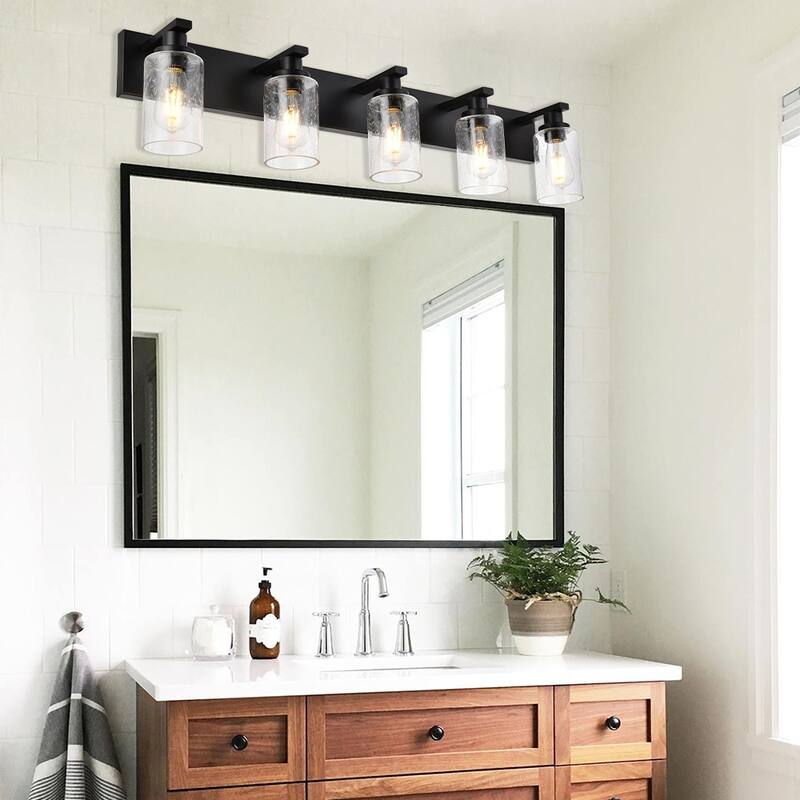 Modern Vanity Light with Seeded Glass Shade