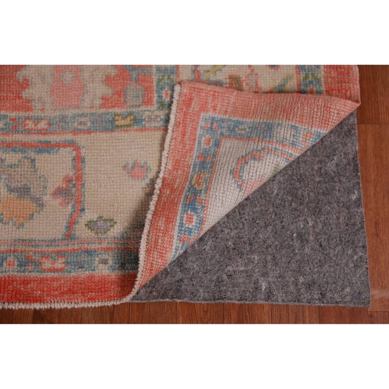 Hand Knotted Oriental 100% Wool Carpet Transitional All-Over Oranges & Rust Oushak Area Rug - 9' 11'' X 8' 1''