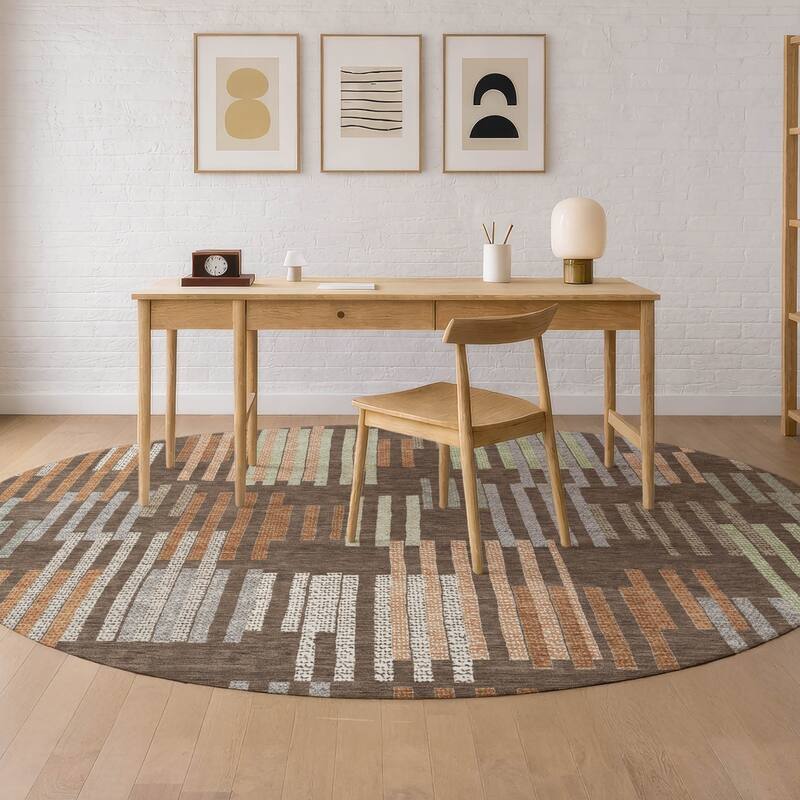 Machine Washable Indoor/ Outdoor Modern Pines Chantille Rug