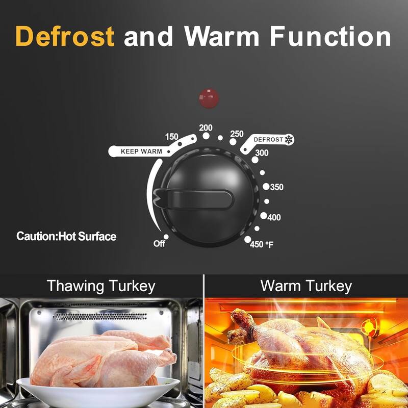 22qt Roaster Oven with Transparent Glass Lid Window, Removable Pan & Rack, Stainless Steel, Silver