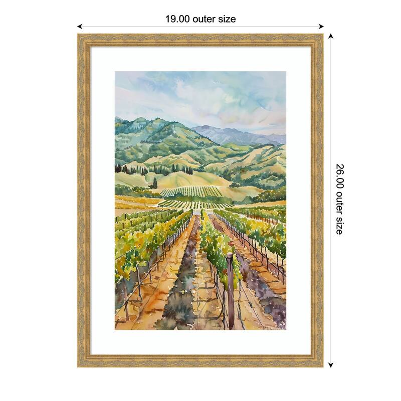 Raising Crops No. 1 by Tradelink inhouse artist Wood Framed Wall Art Print - Mila Dark Gold - 19 x 26 in