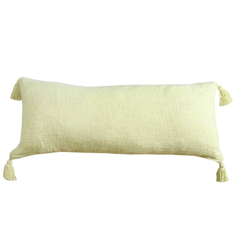 Sevita Solid Cotton Throw Pillow with Tassels