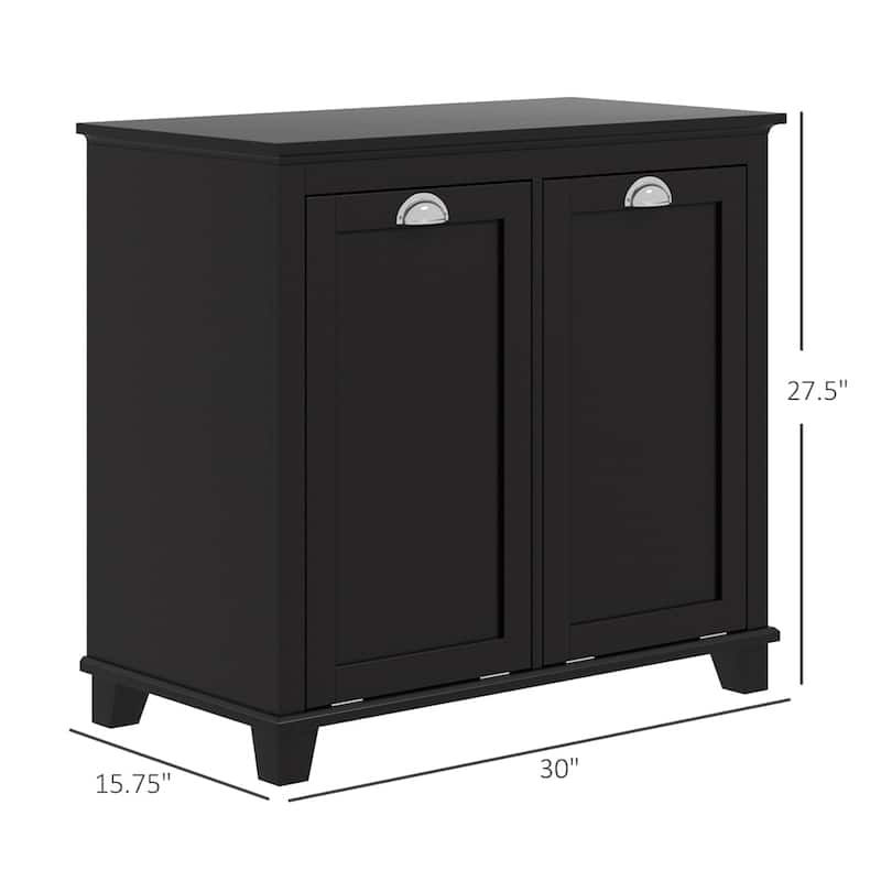 Dual Tilt out Laundry Hamper Cabinet,Bathroom Storage Cabinet w/Hamper