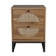 preview thumbnail 9 of 7, Natural Rattan 2 Drawer Side Table Display Rack for Bedroom Nightstand Side Table Bedroom Storage Drawer Bedside End Table