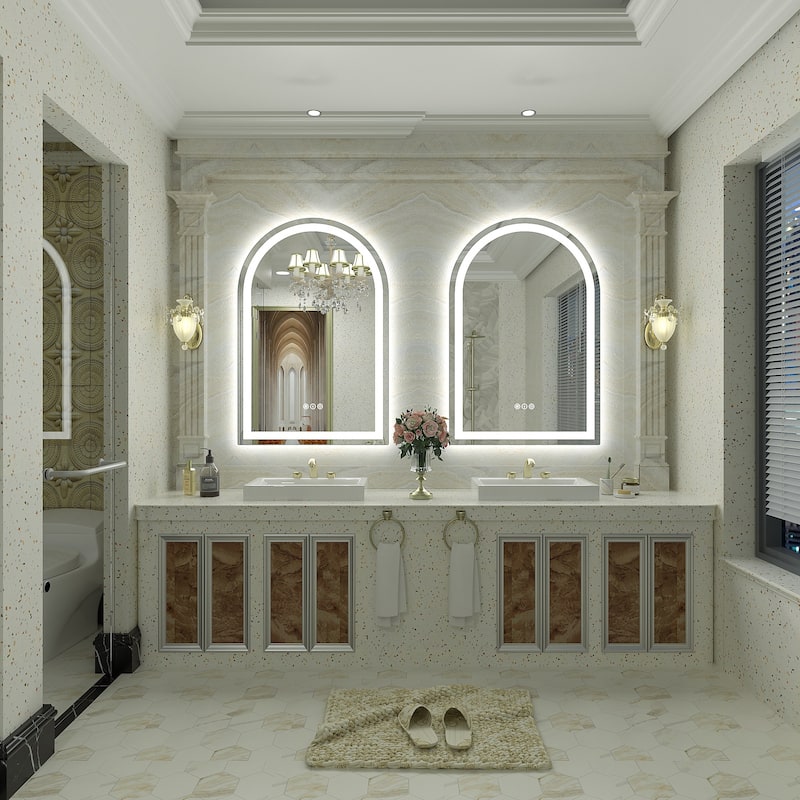 UL Certified Arched LED Anti-fog Tempered Glass Wall Bathroom Vanity Mirror