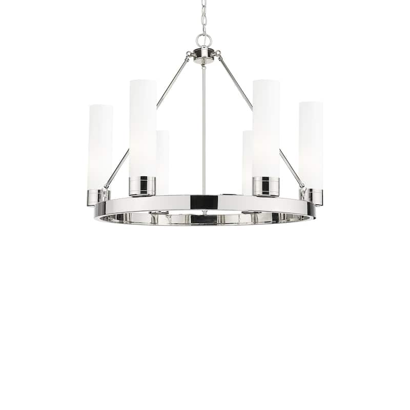 Innovations Lighting 617-6CR-24-29 Boreas Chandelier Boreas 6 Light - Polished Nickel / White