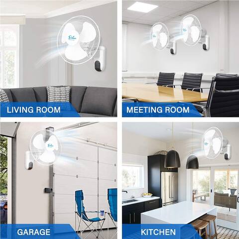 16 in. 2 Pack Indoor White Digital Wall Mount Fan with Remote Control