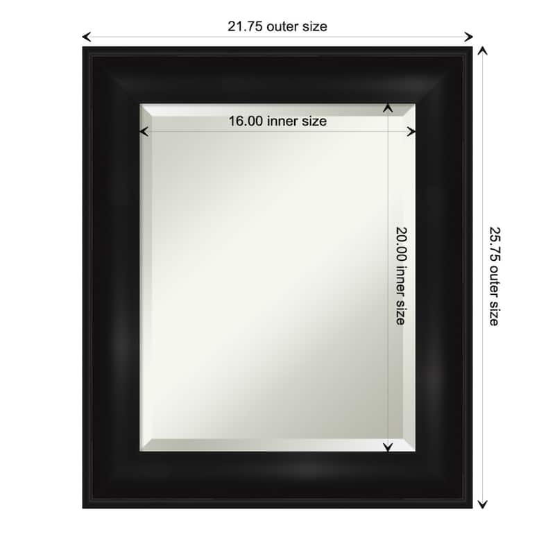 Beveled Wall Mirror - Grand Black Frame - Grand Black - 21.75 x 25.75-inch