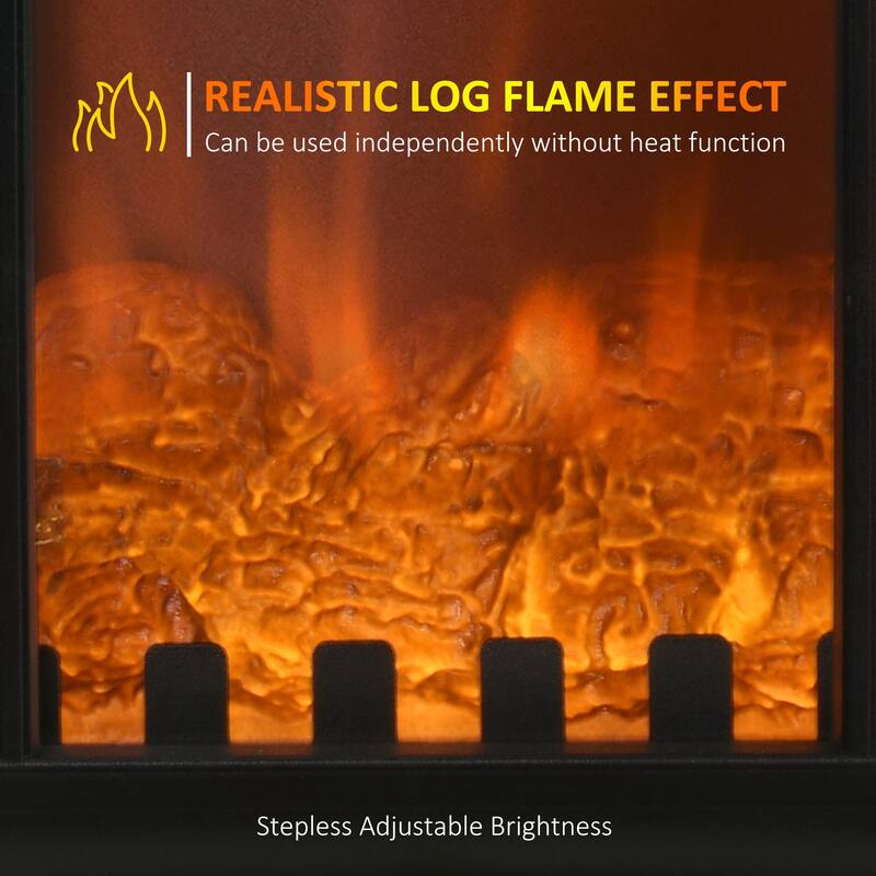 Portable 22" Electric Fireplace Heater with 3-Sided Flame Effect, Adjustable Temperature & Safety Shut-Off, 750W/1500W