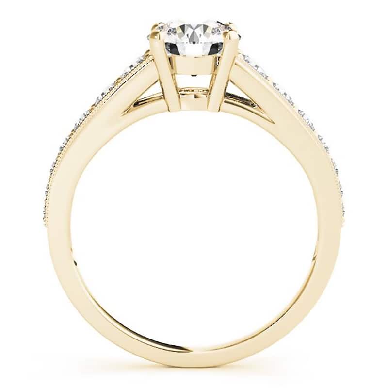 Auriya 1/2ct Round Moissanite and 3/8ctw Diamond Engagement Ring 14k Gold