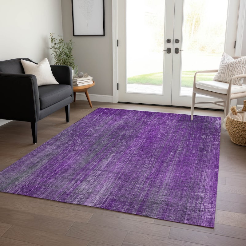 Machine Washable Indoor/ Outdoor Ombre Solid Chantille Rug