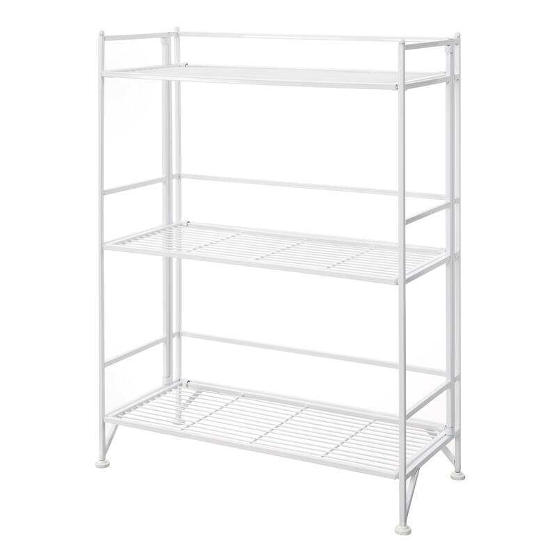 Convenience Concepts Xtra Storage 3 Tier Wide Folding Metal Shelf - White