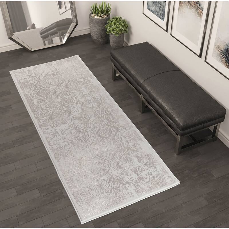 Maz Collection Distressed Abstract Area Rug