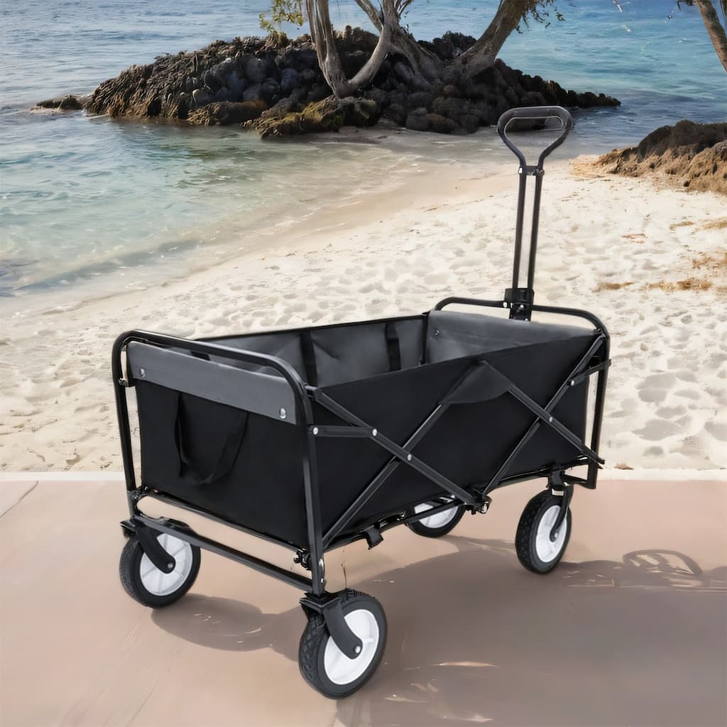 Foldable Wagon Cart with Straps & All-Terrain Wheels, 360lb Capacity