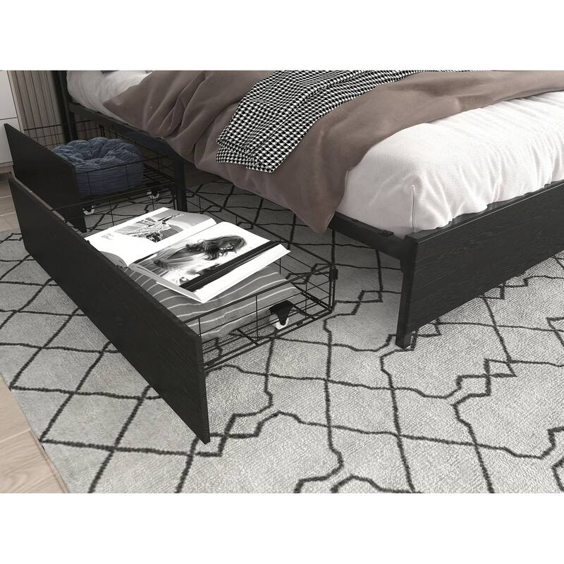 King Bed Frame with Storage Headboard