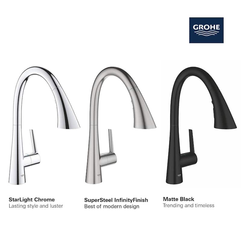 Grohe Zedra 1.75 GPM Single Hole Pull Down Kitchen Faucet with