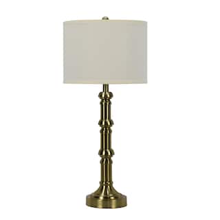 30.75" Soft Gold Stacked Candlestick Metal Table Lamp with Designer Shade - 30.75