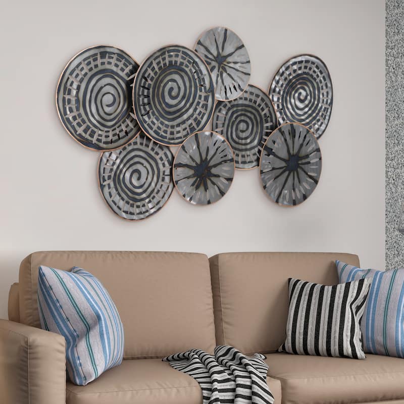 Colorful Hand Painted Etched Metal Wall Sculpture