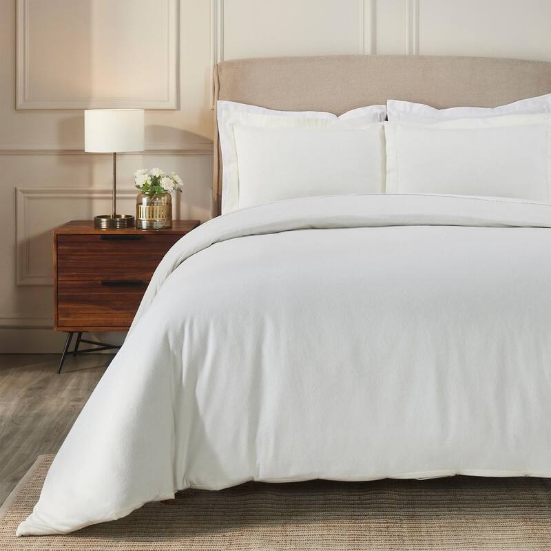 Superior Classic Solid Flannel Cotton Duvet Cover Set
