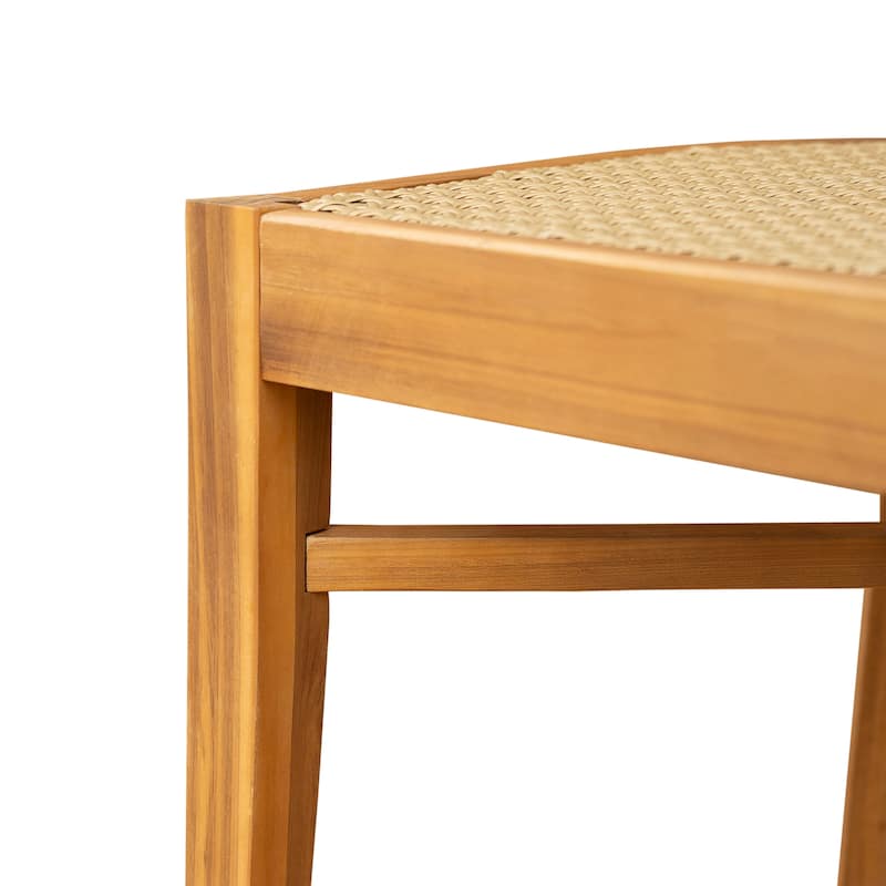 Christopher Knight Home - Eudoxia Patio Acacia Wood and Plastic Rattan Dining Chair（Set of 2）