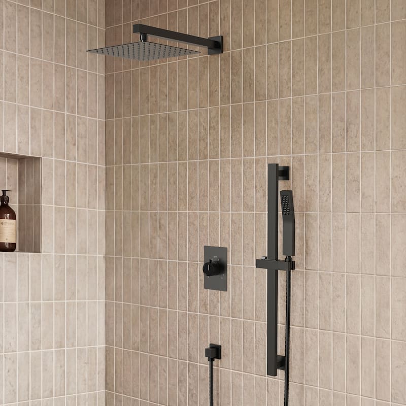 Slide Bar High-Pressure Balancing Shower System 10" Rainfall Shower Head with Handheld Shower