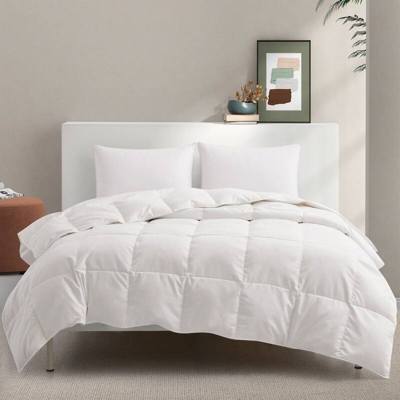 Light&All-Season Warmth White Goose Feather Down Comforter Duvet - Queen/Full - Light Warmth