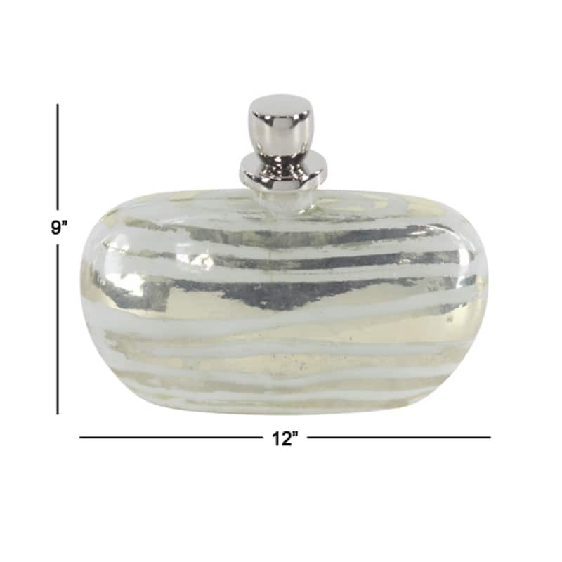 Silver Glass Living Room Decorative Jars with Stoppered Top - 12 x 5 x 9