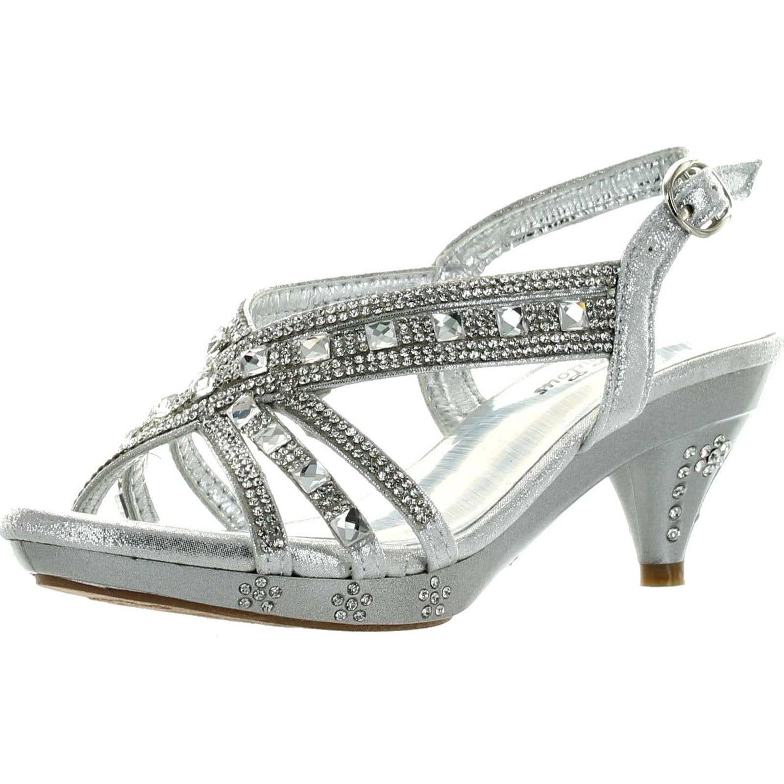 silver bling heels