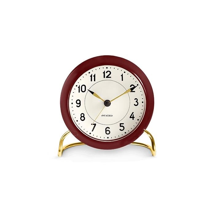 Arne Jacobsen Station Table Clock, Ø: 4.3" - Red