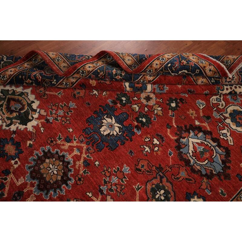 Vegetable Dye Heriz Area Rug Hand-Knotted Traditional Wool Carpet - 5'11" x 9'0"