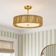preview thumbnail 35 of 71, 3-Light 20"W Drum Fabric Semi Flush Mount Pendant Chandelier