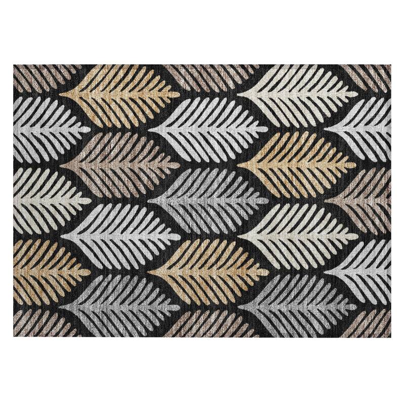 Machine Washable Indoor/ Outdoor Modern Fern Chantille Rug