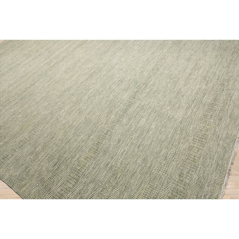 Multi Size Sage Geometric Hand-Knotted Wool Tibetan Area Rug