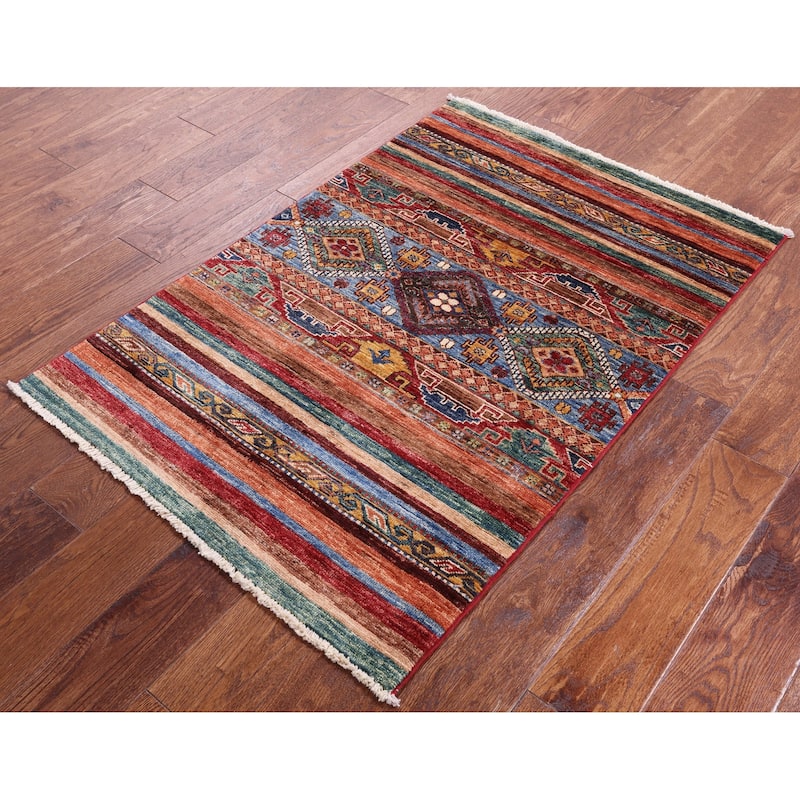 Golden Nile Khorjin Persian Gabbeh Hand Knotted Wool Rug - 2' 9" X 4' 0"