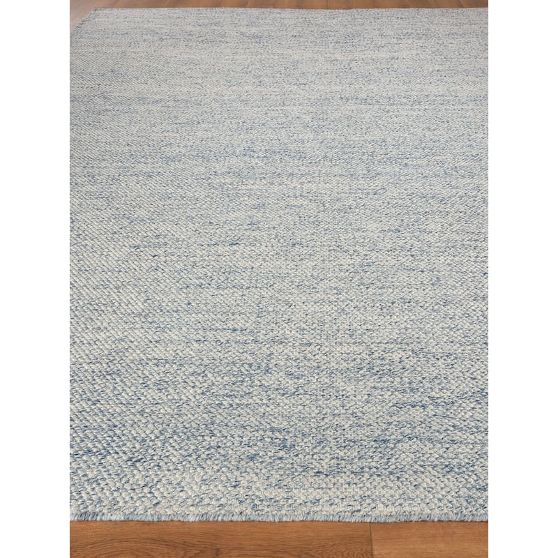 EXQUISITE RUGS Rhodes Hand-loomed PET yarn Blue Area Rug.
