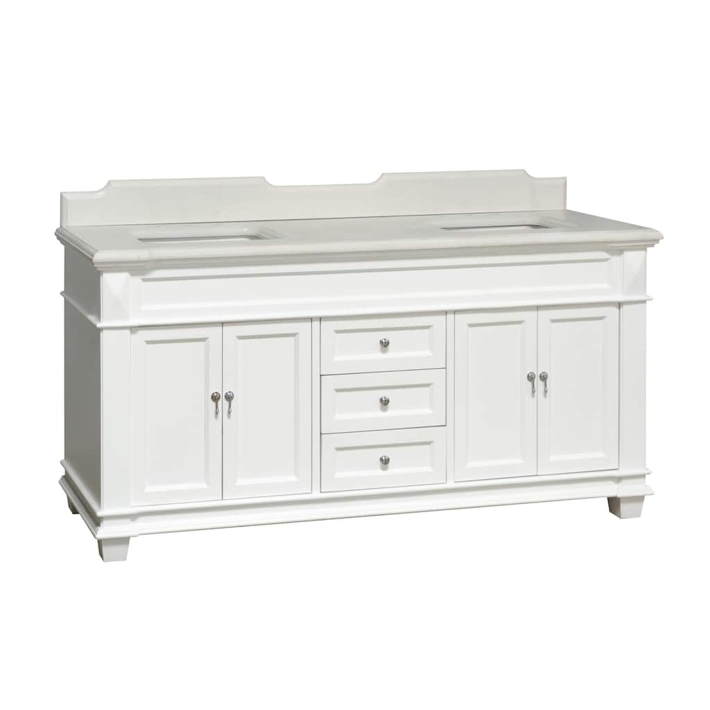 KitchenBathCollection Elizabeth 72" Double Bathroom Vanity with Quartz Top