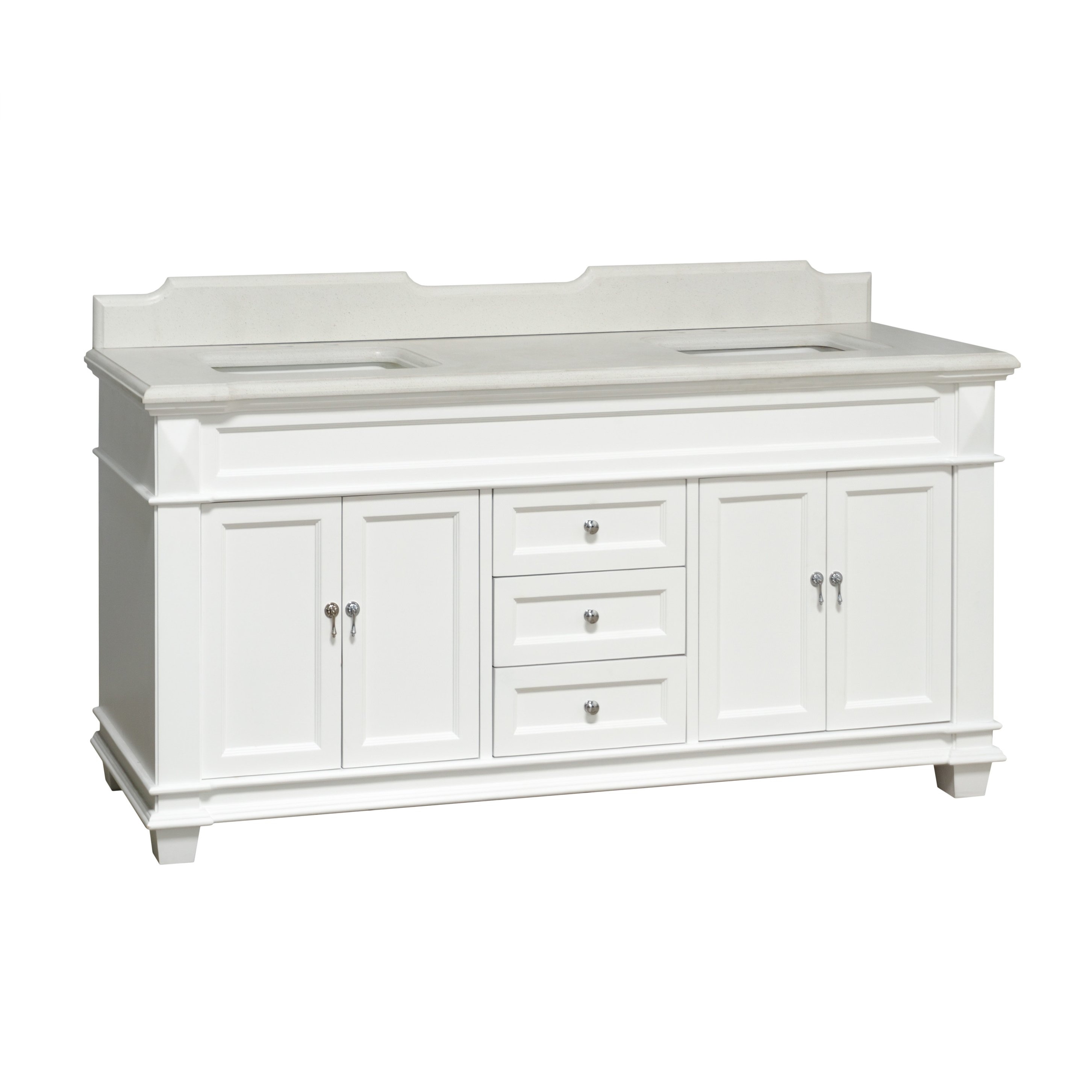 KitchenBathCollection Elizabeth 72" Double Bathroom Vanity with Quartz Top