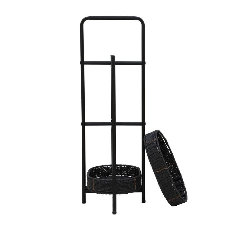 3 Tiers Tray Tables Paper Rope Woven Side Table for Living Room Kitchen Oval Storage Basket Small Shelves