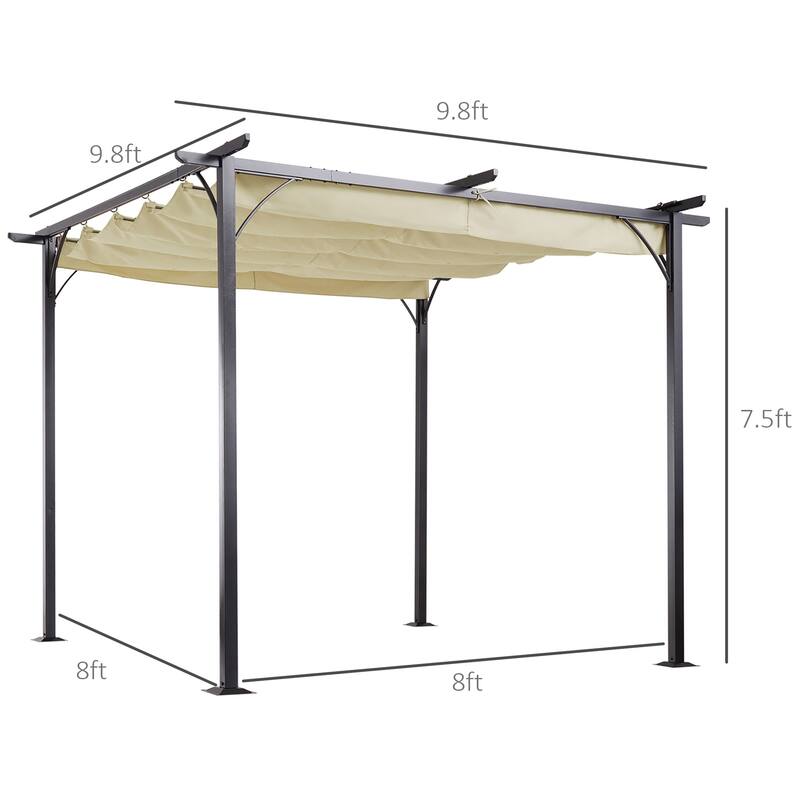 10' x 10' Outdoor Retractable Pergola Canopy