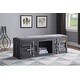 preview thumbnail 1 of 3, ACME Cargo Storage Bench in Gray Fabric & Gunmetal Black
