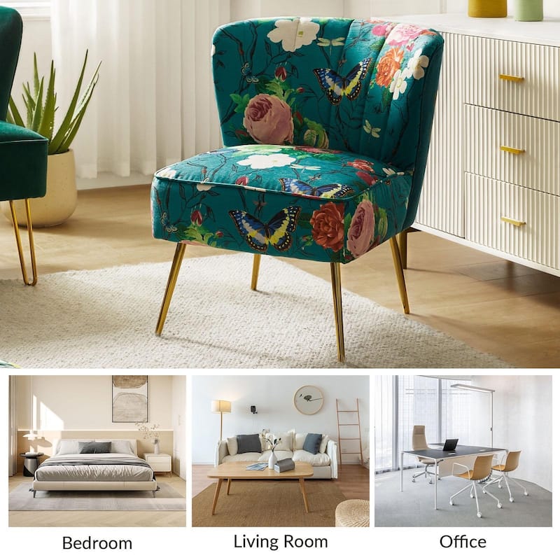 Almira Contemporary Upholstered Armless Side Chair with Tufted Back Set of 2 by HULALA HOME