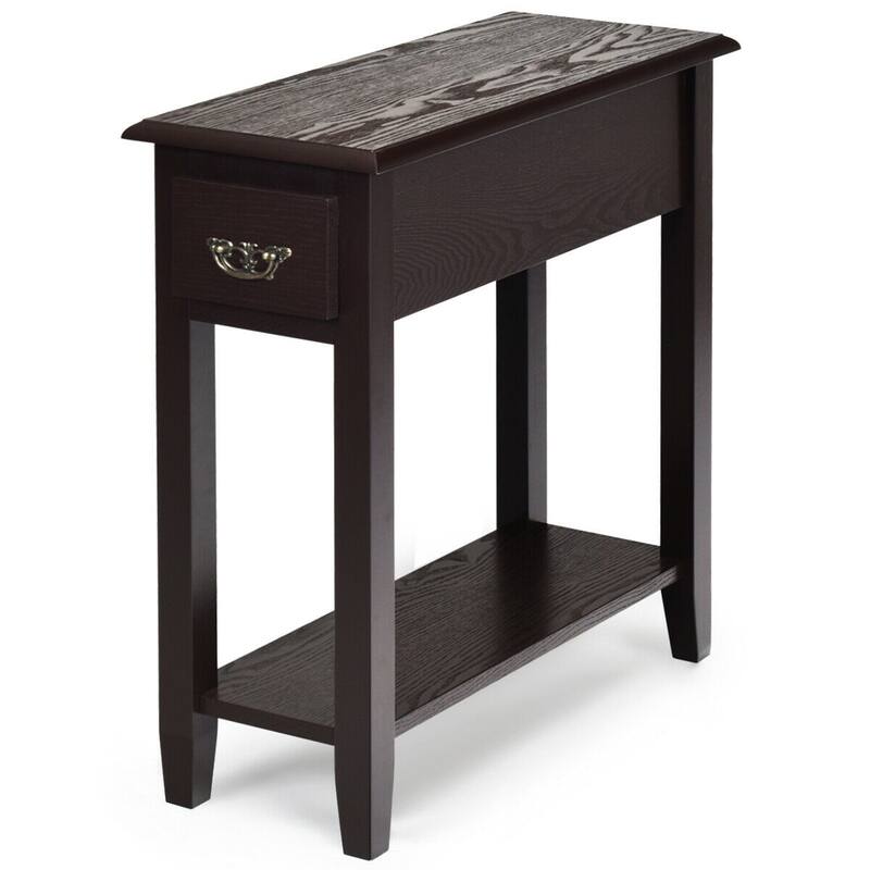 Gymax Set of 2 Nightstand 2 Tier End Bedside Sofa Side Table w/Drawer - See Details