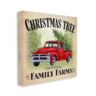 Shop Stupell Industries Red Holiday Truck Family Christmas Tree Farms Canvas Wall Art Multi Color Overstock 32077589