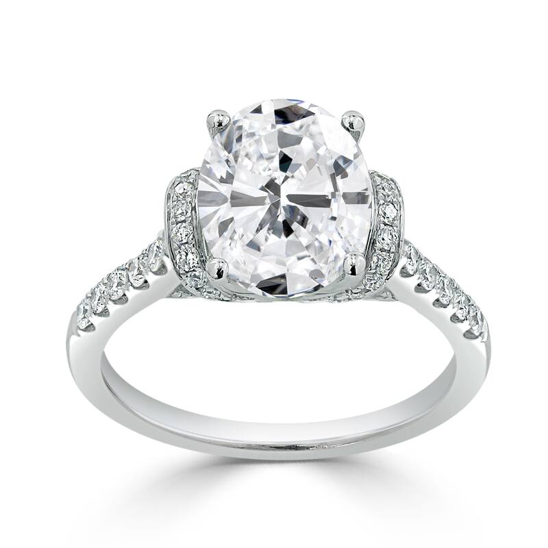 2 1/4ct Oval Moissanite and Diamond Engagement Ring 3/8ctw by Auriya 14k Gold